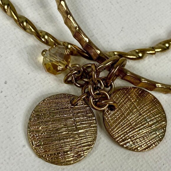 Vintage Gold Bangle Bracelets with Charms - Picture 9 of 11